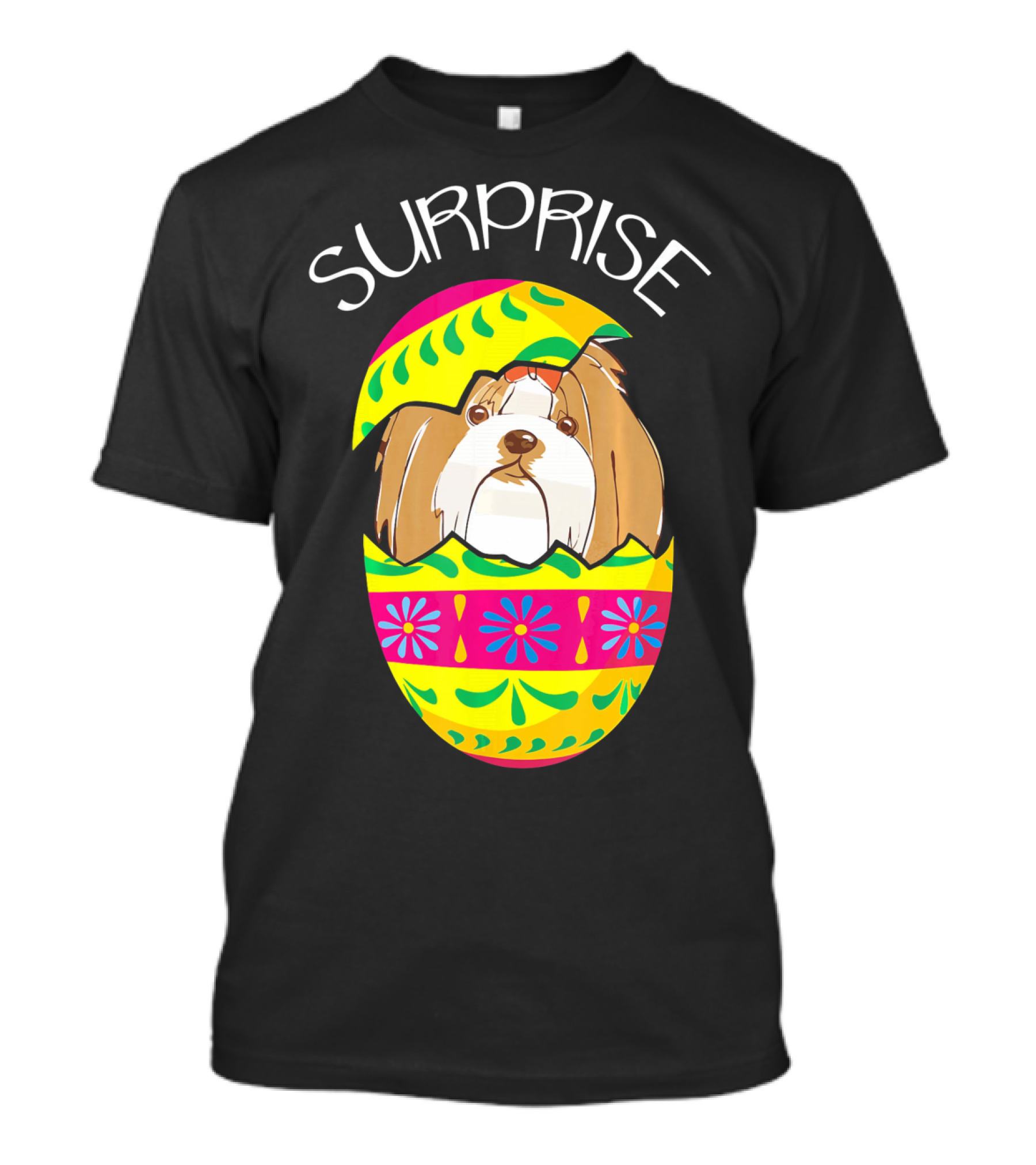 Surprise Funny Cute Puppy Lhasa Apso In Easter Egg T-Shirt