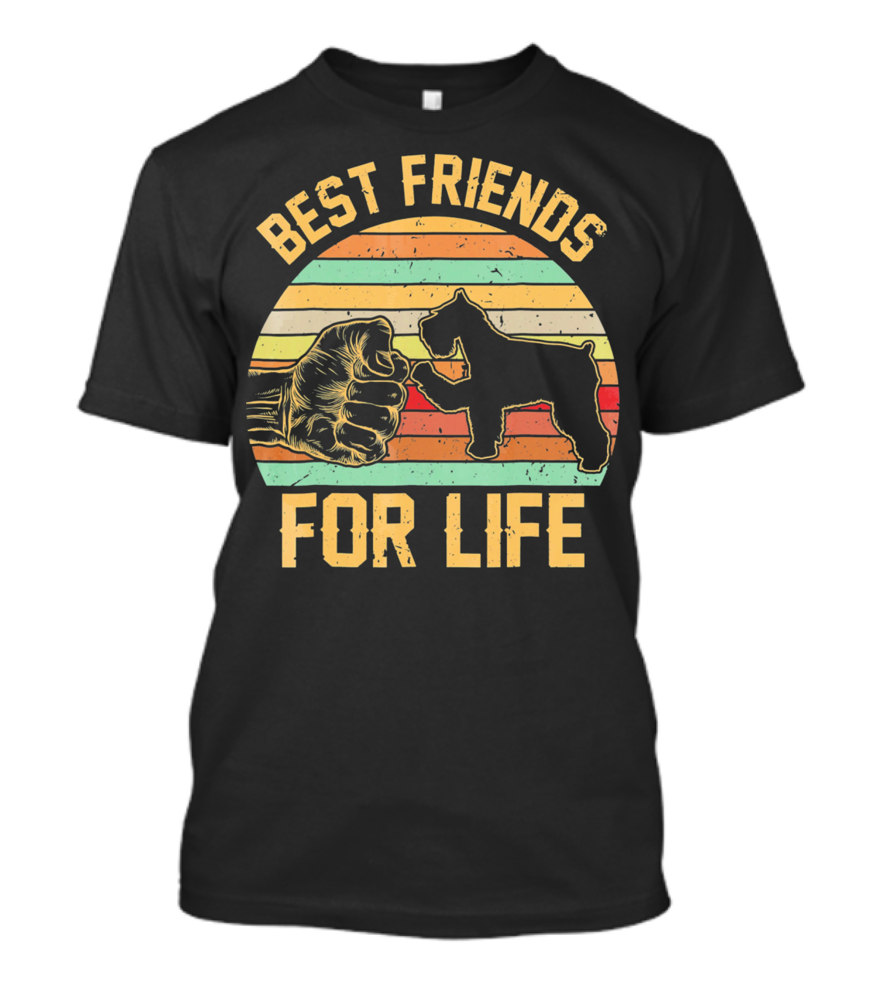 Best Friends For Life Schnauzer Dog Retro Fist Bump T-Shirt