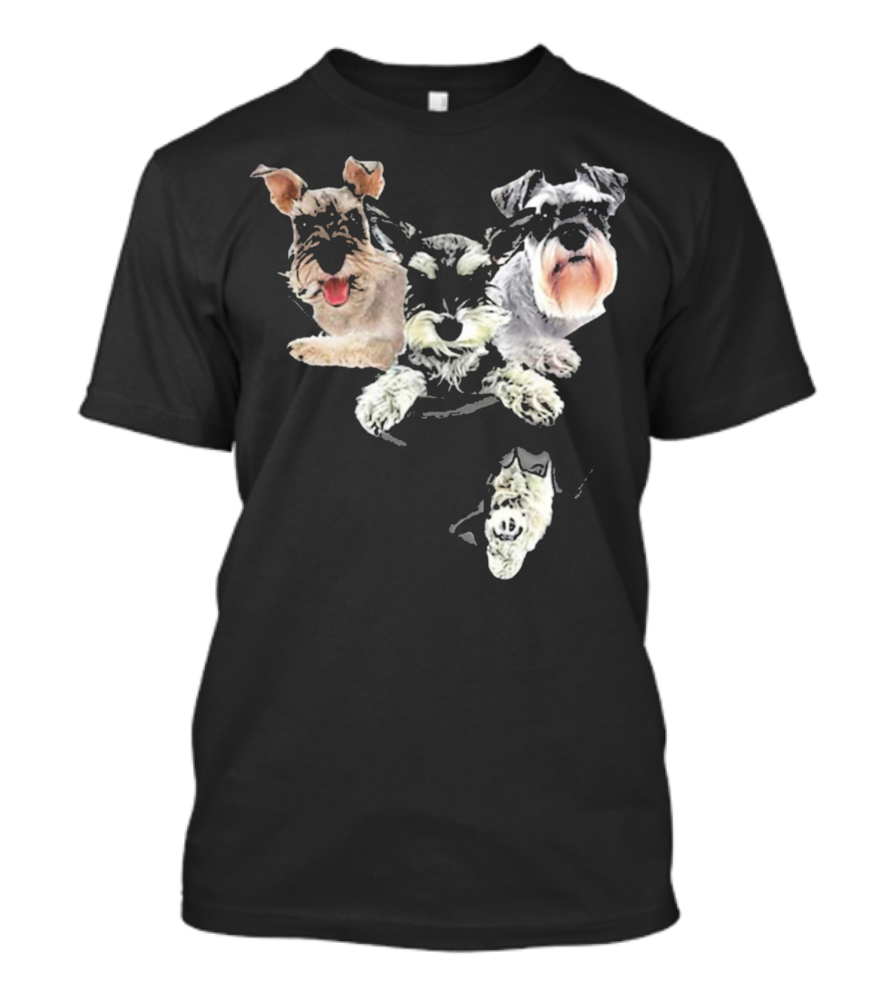 Schnauzer Trio In Pocket T-Shirt