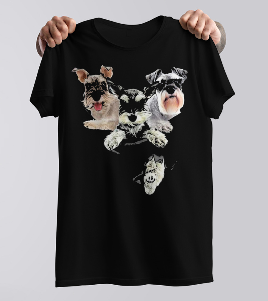 Schnauzer Trio In Pocket T-Shirt