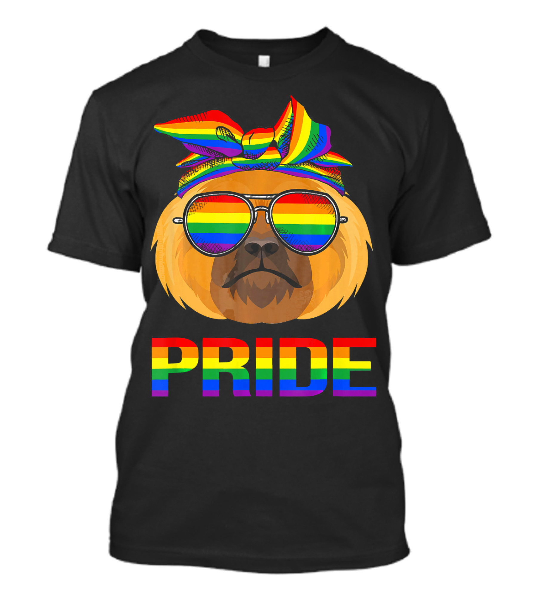 Funny Pekingese Pride With Rainbow Sunglasses And Bandana T-Shirt