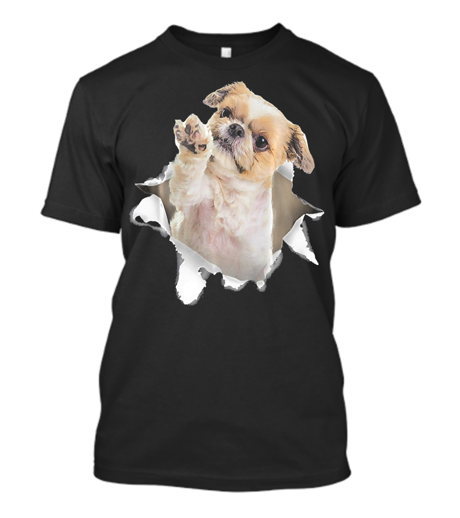 Lhasa Apso Torn Inside Hole Dog Mid Pawing Out T-Shirt