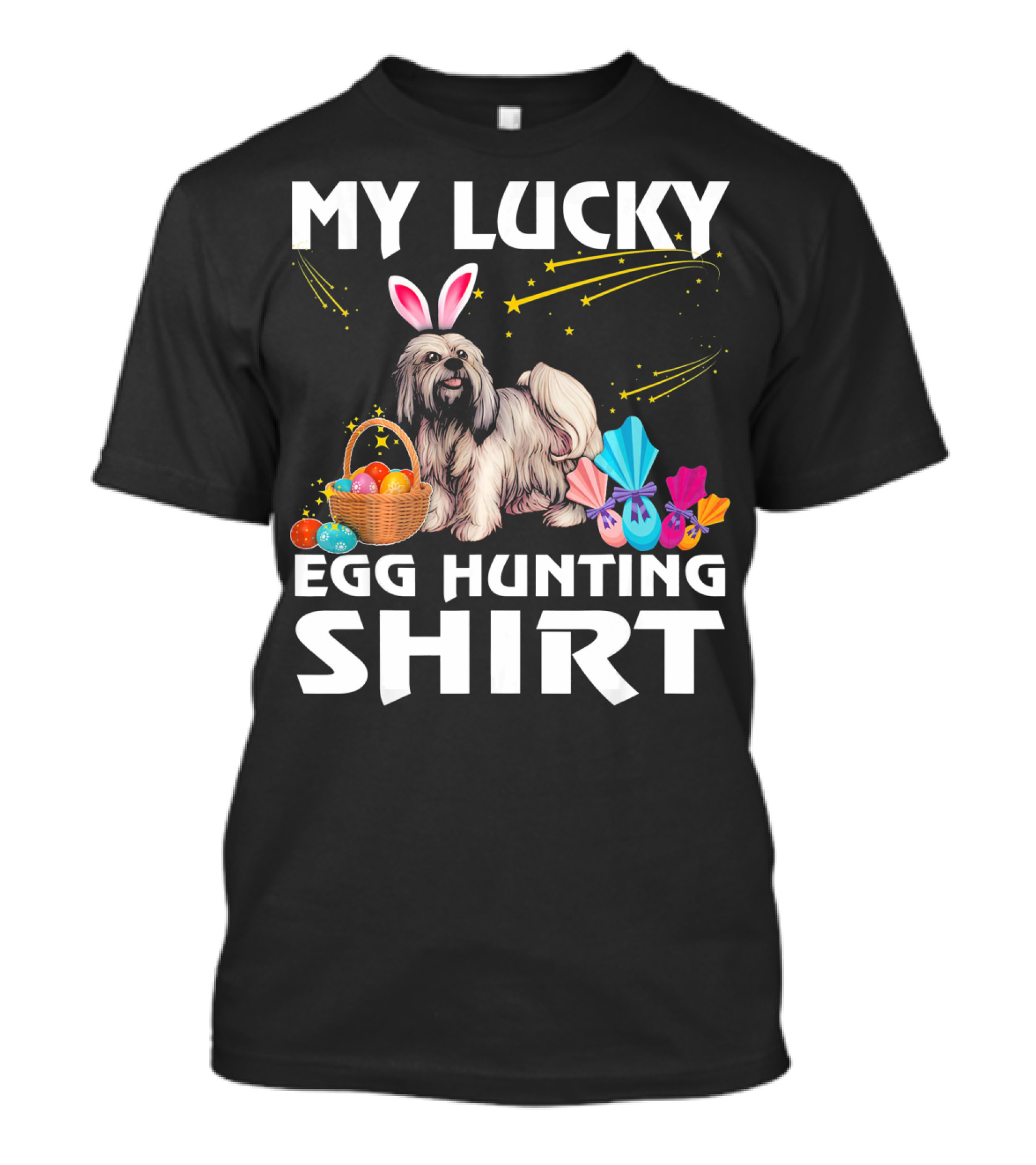 My Lucky Egg Hunting Shirt Lhasa Apso Dog Bunny Happy Easter T-Shirt