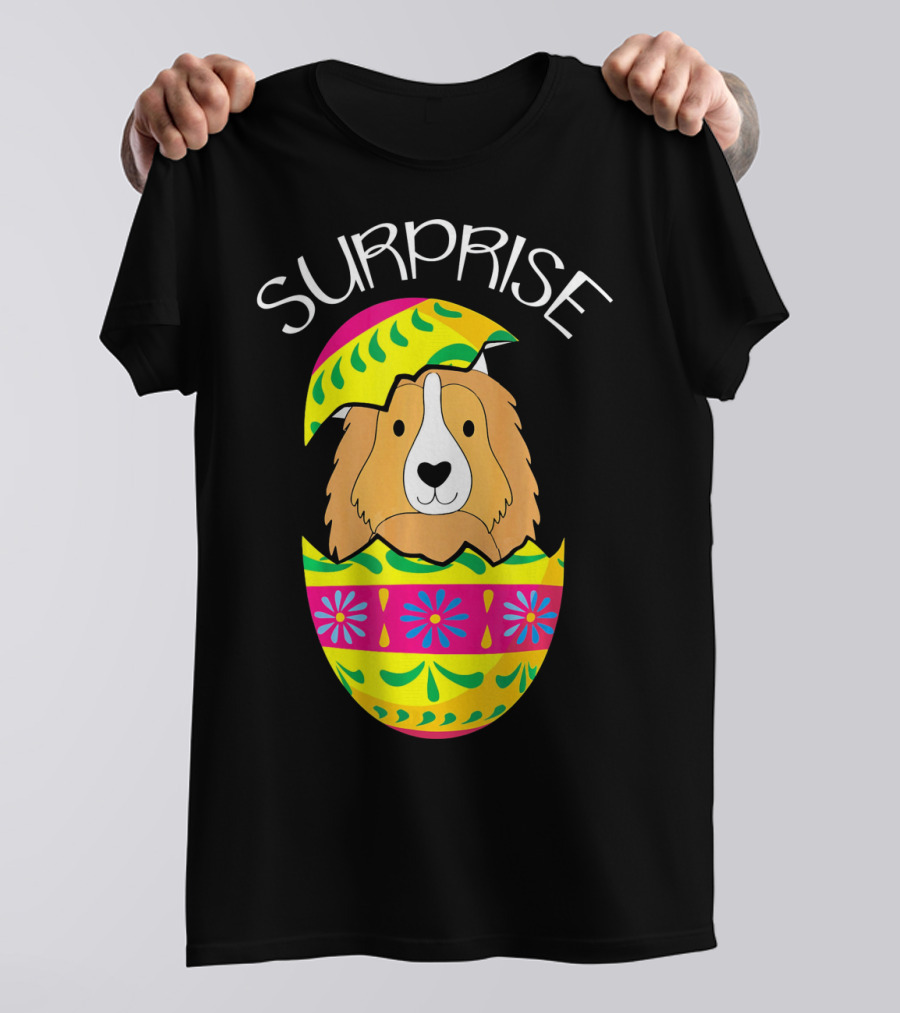 Surprise Cute Puppy Shetland Sheepdog Hatches Egg T-Shirt
