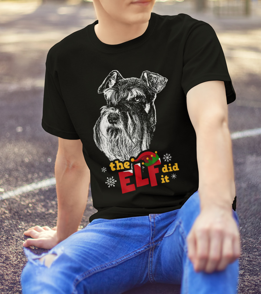 The Elf Did It Funny Schnauzer Holiday Humor T-Shirt