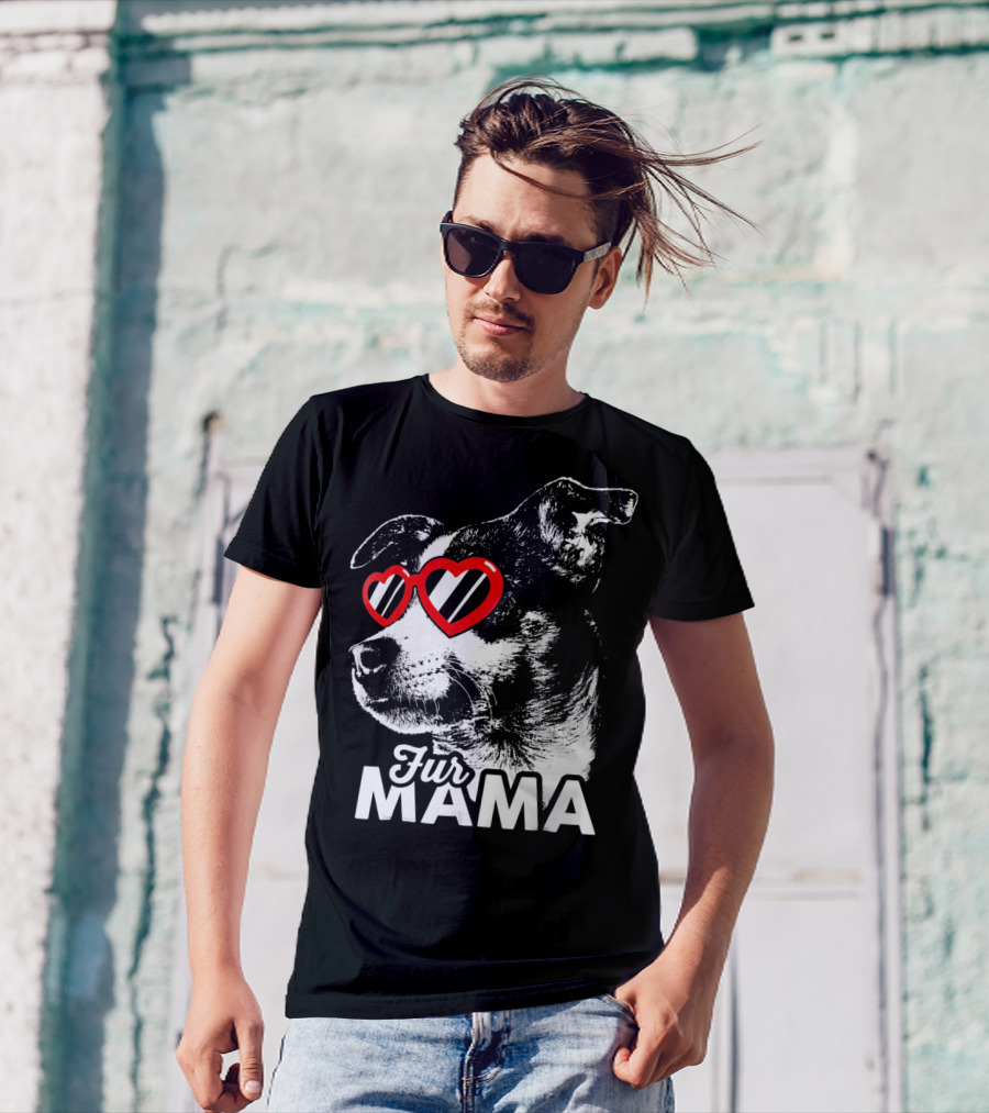 Fur Mama Cute Rat Terrier With Heart Glasses T-Shirt