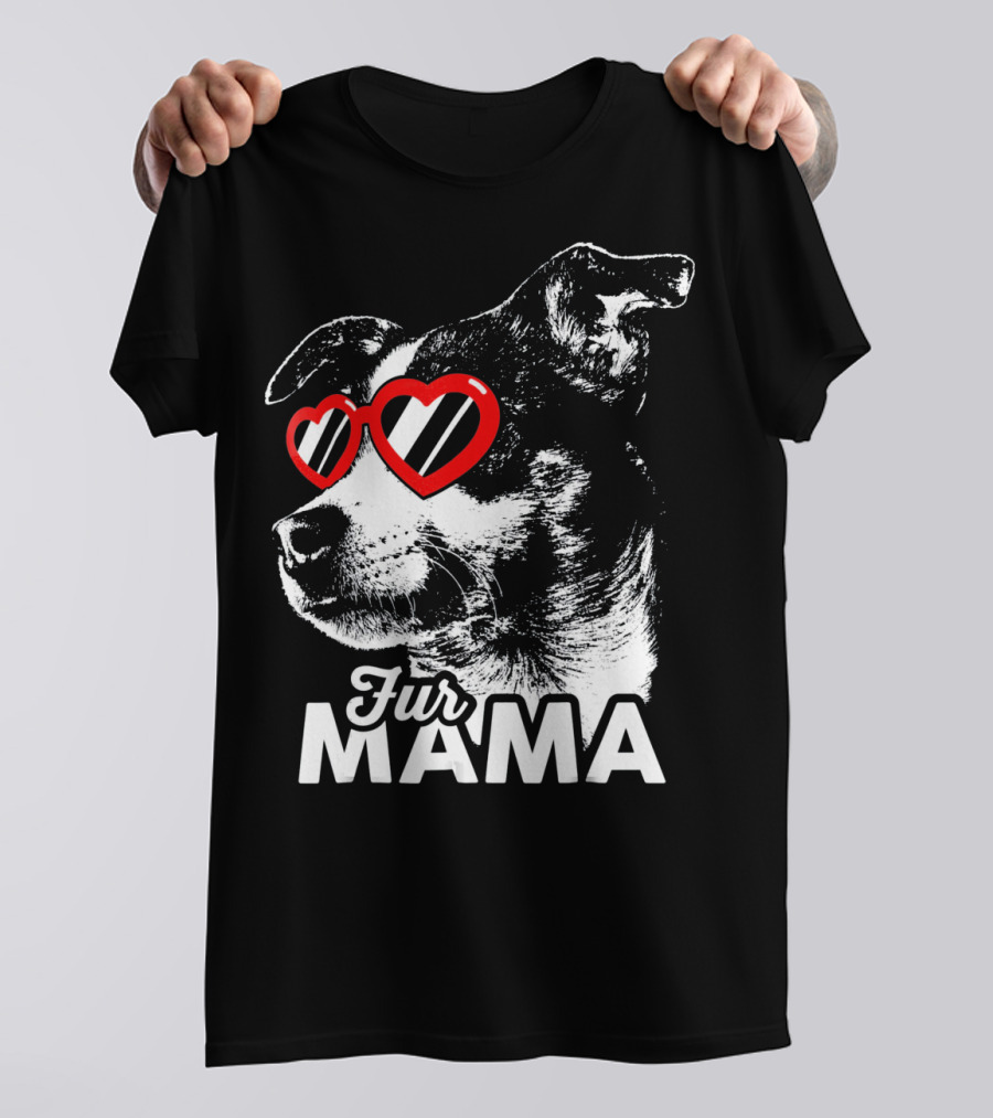 Fur Mama Cute Rat Terrier With Heart Glasses T-Shirt