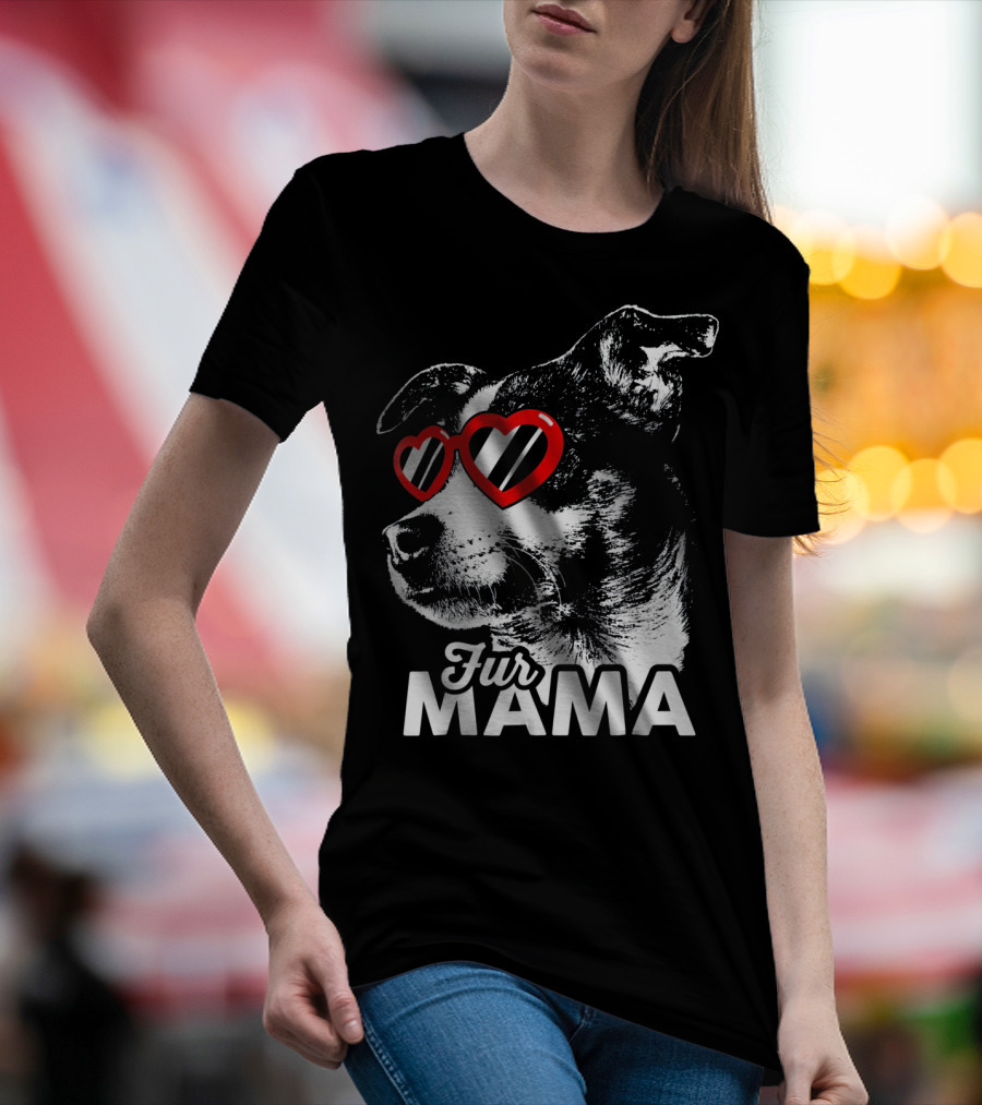 Fur Mama Cute Rat Terrier With Heart Glasses T-Shirt