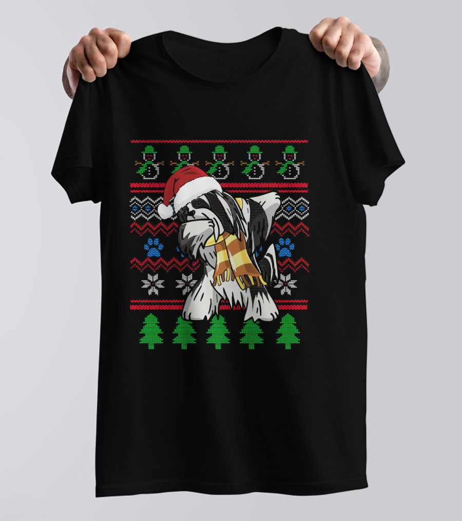 Lhasa Apso Dabbing Santa Hat Christmas T-Shirt