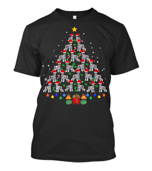 Funny Miniature Schnauzer Christmas Tree Santa Hat Ornaments Snowflakes Gifts T-Shirt