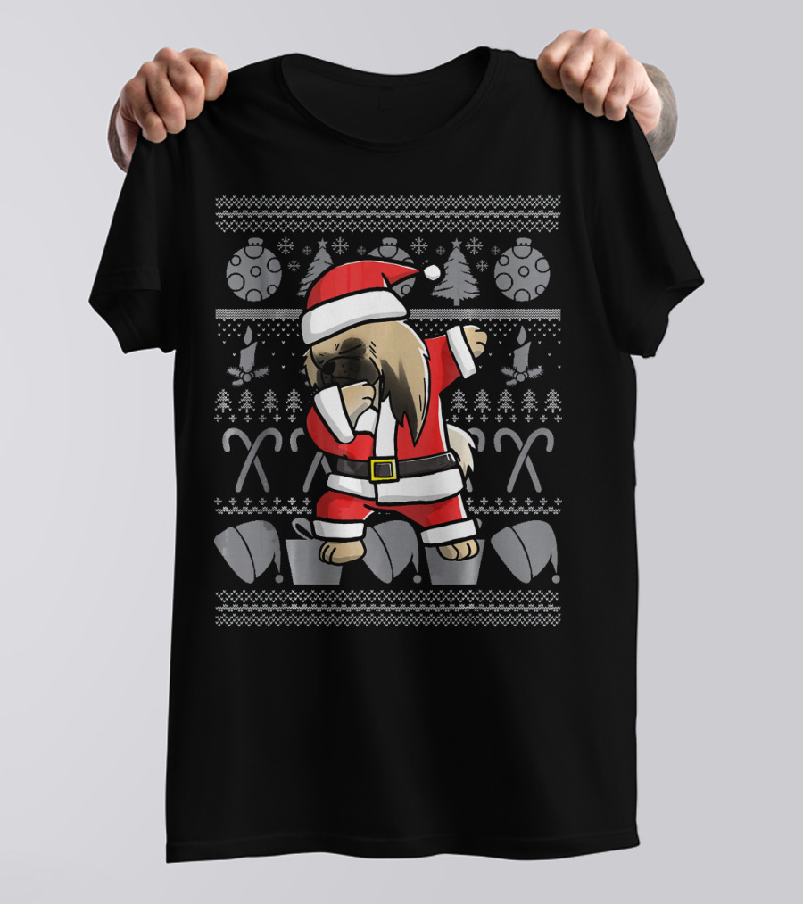 Pekingese Dabbing Santa Christmas Funny Dog Dance T-Shirt