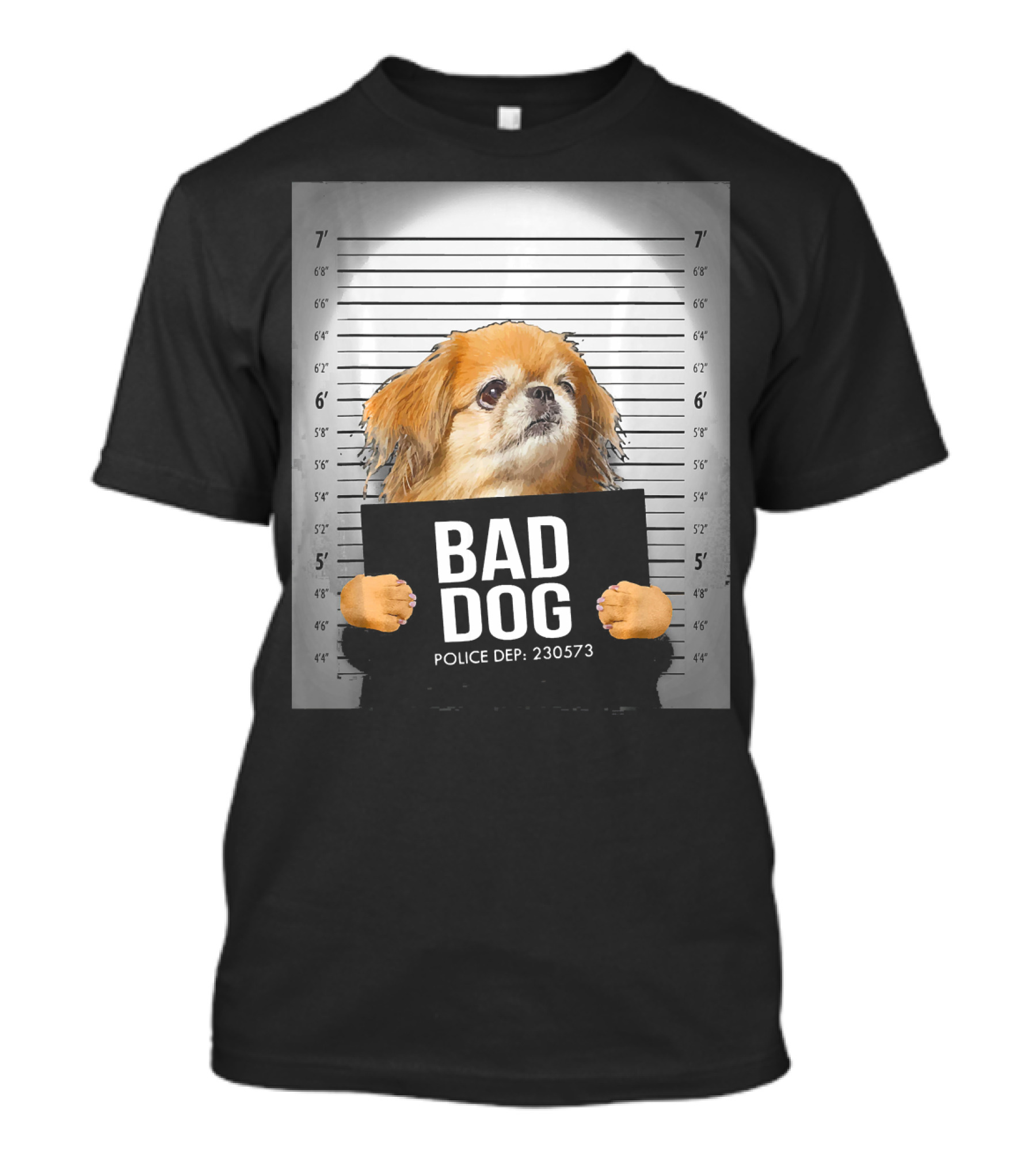 BAD DOG POLICE DEP 230573 Pekingese Mugshot T-Shirt