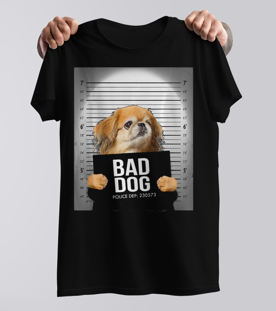 BAD DOG POLICE DEP 230573 Pekingese Mugshot T-Shirt