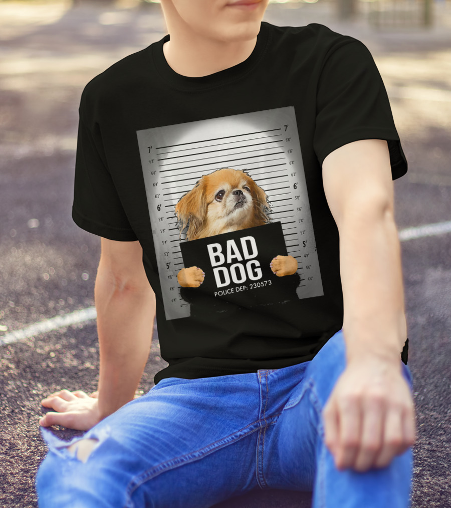 BAD DOG POLICE DEP 230573 Pekingese Mugshot T-Shirt