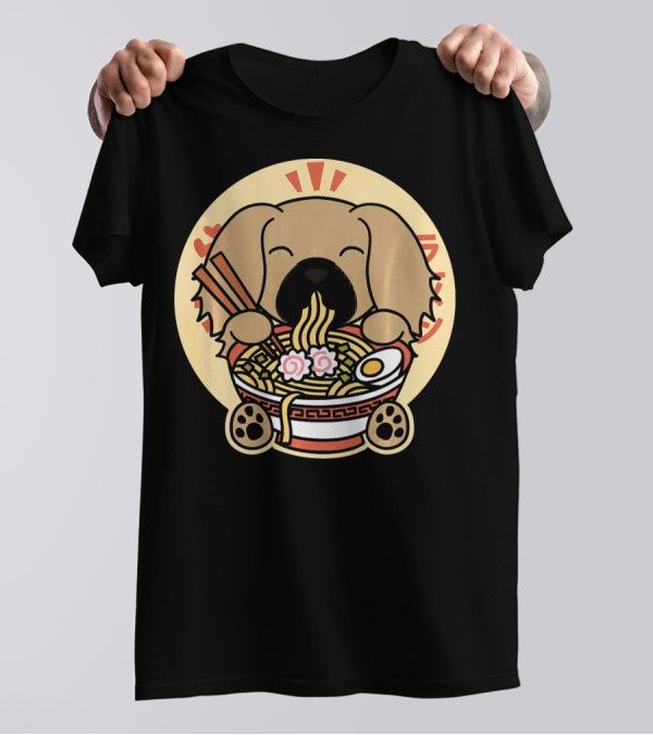 Pekingese Dog Enjoying Ramen Noodles With Chopsticks T-Shirt