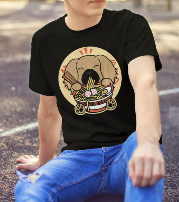 Pekingese Dog Enjoying Ramen Noodles With Chopsticks T-Shirt