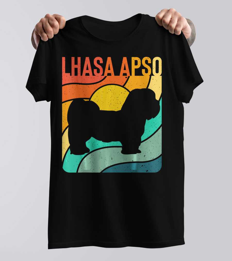 Lhasa Apso Vintage Retro Dog Lover Colorful T-Shirt