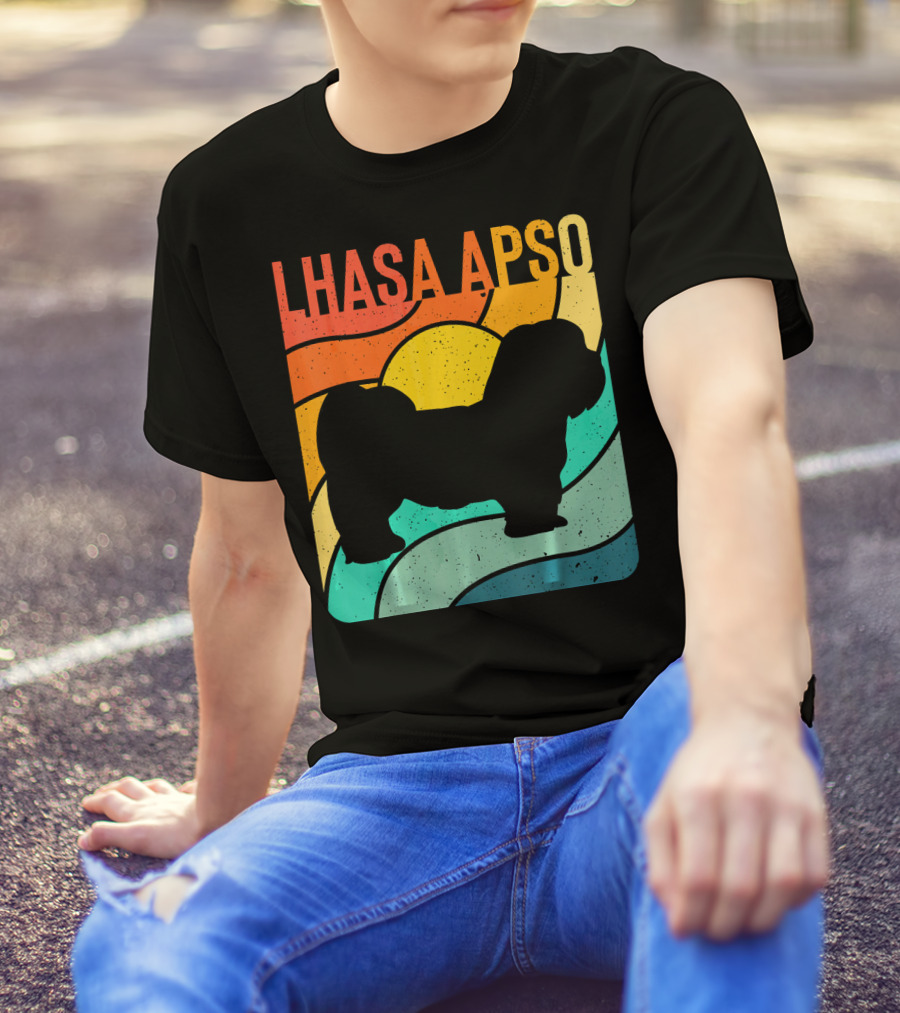 Lhasa Apso Vintage Retro Dog Lover Colorful T-Shirt