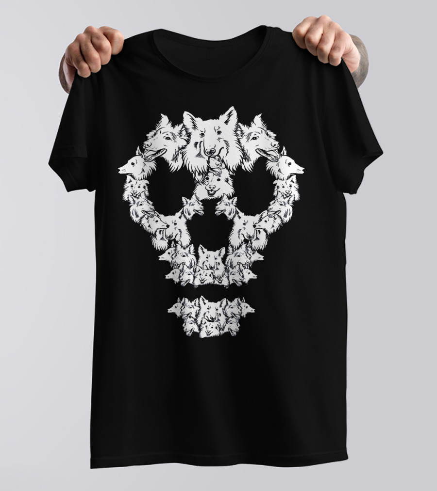 Sheltie Dog Skull Dia De Los Muertos T-Shirt