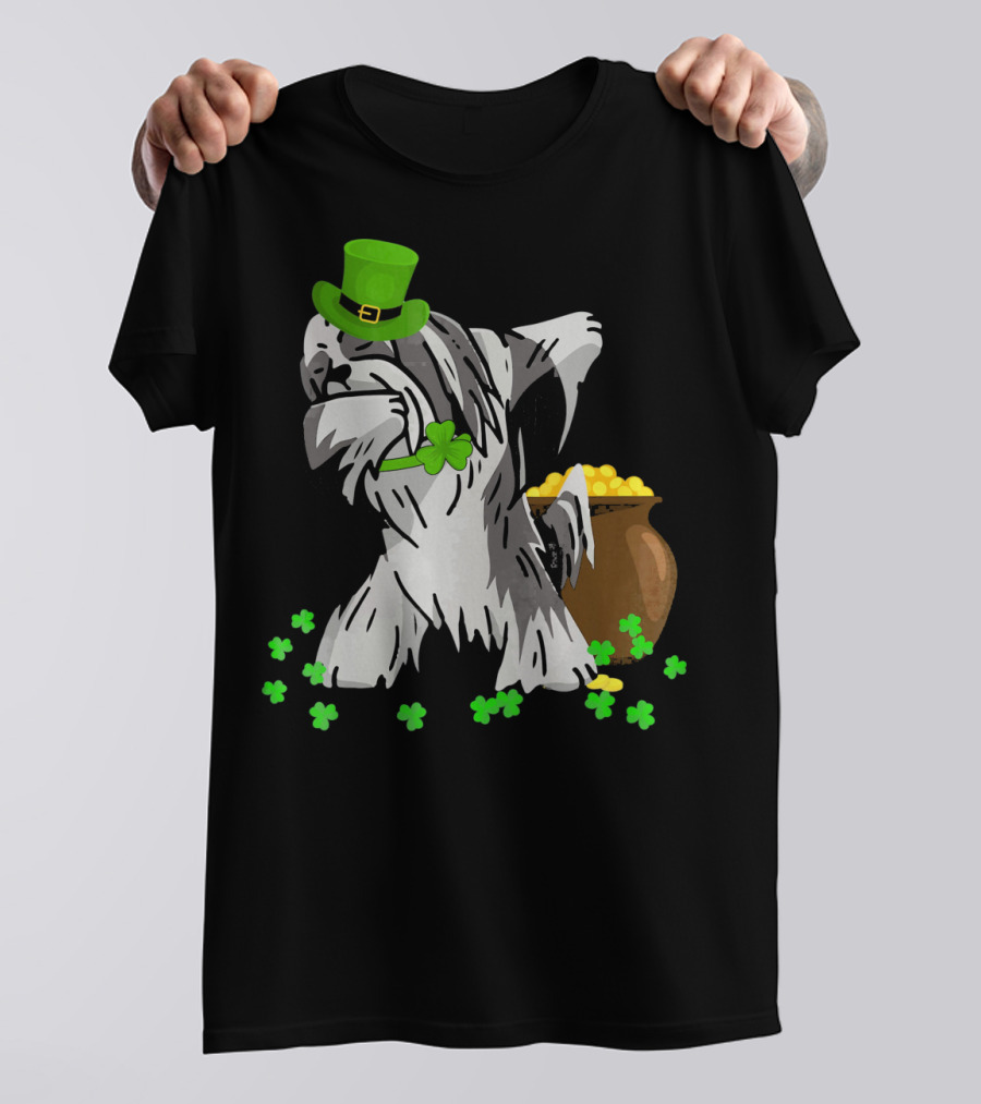 Lhasa Apso Dabbing St Patricks Day Clover Pot Of Gold T-Shirt