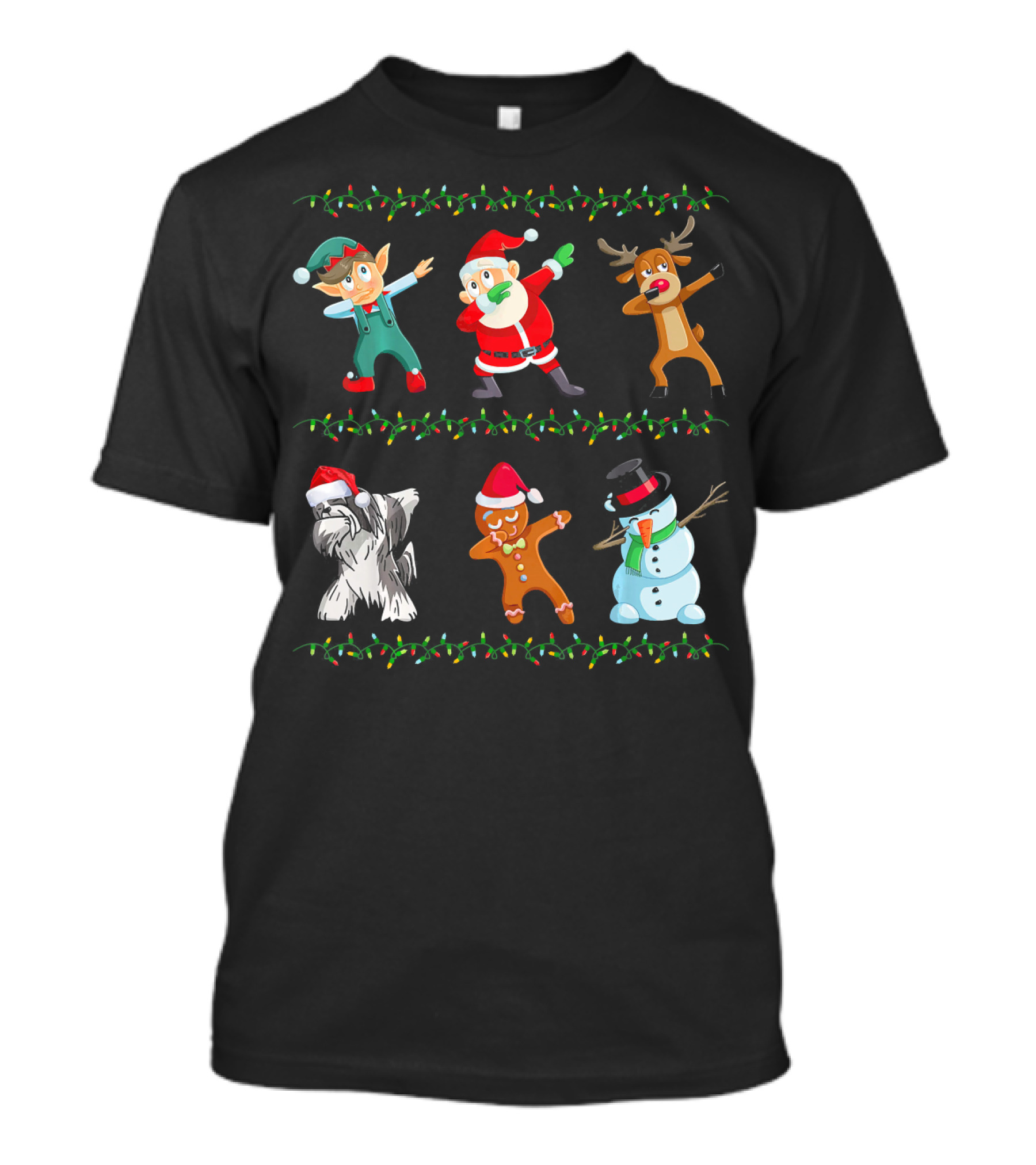 Funny Dabbing Santa Lhasa Apso And Friends Christmas Characters T-Shirt