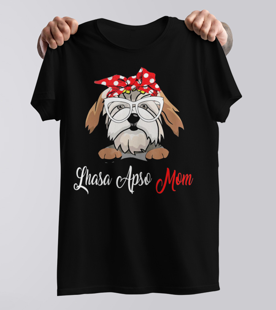 Lhasa Apso Mom Bow Glasses T-Shirt