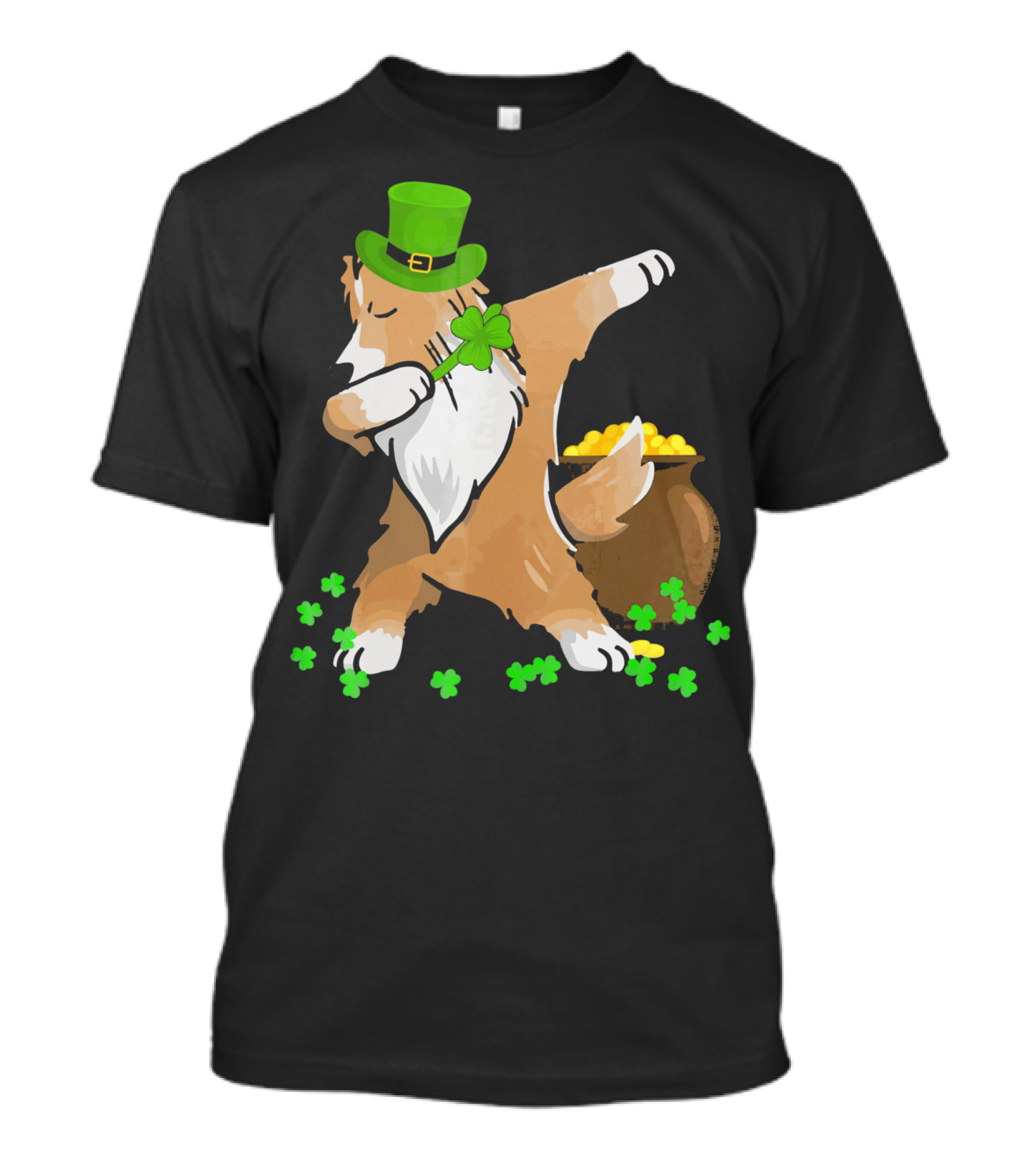 Sheltie Dabbing Shamrock Dog St. Patrick's Day T-Shirt