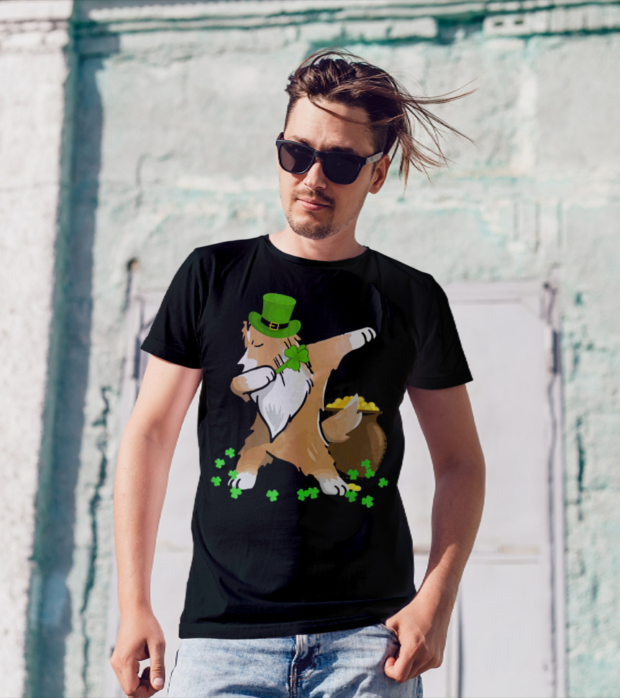 Sheltie Dabbing Shamrock Dog St. Patrick's Day T-Shirt