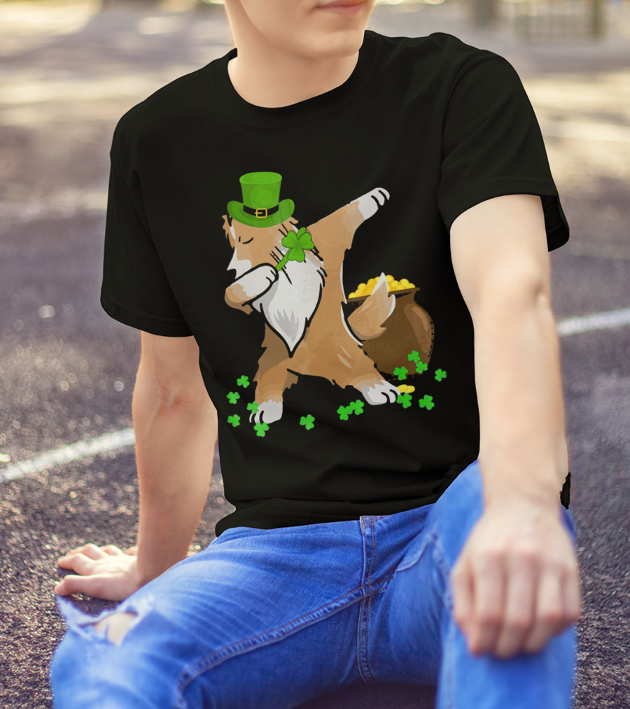 Sheltie Dabbing Shamrock Dog St. Patrick's Day T-Shirt