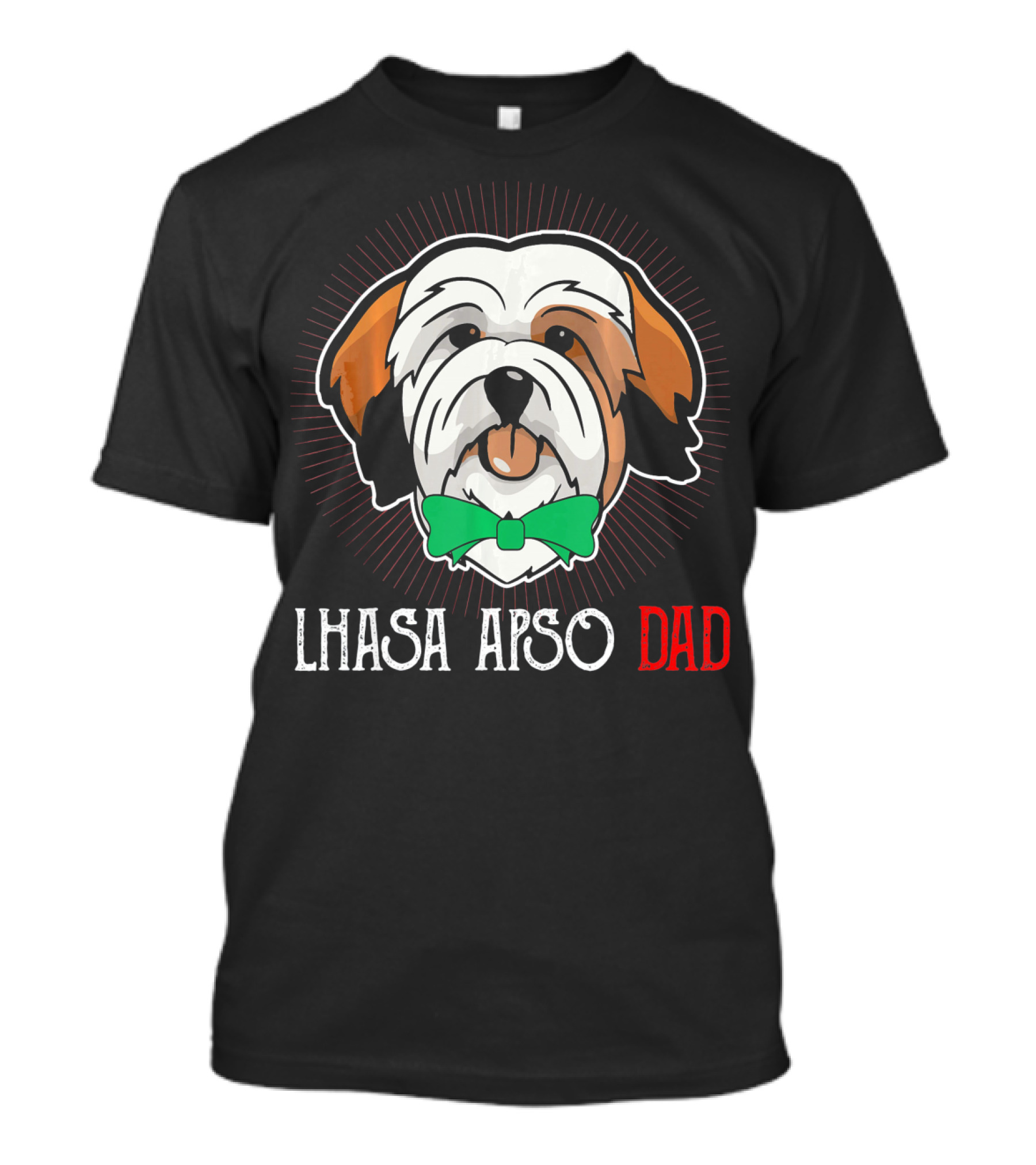 LHASA APSO Dad Fathers Day Dog Bowtie T-Shirt
