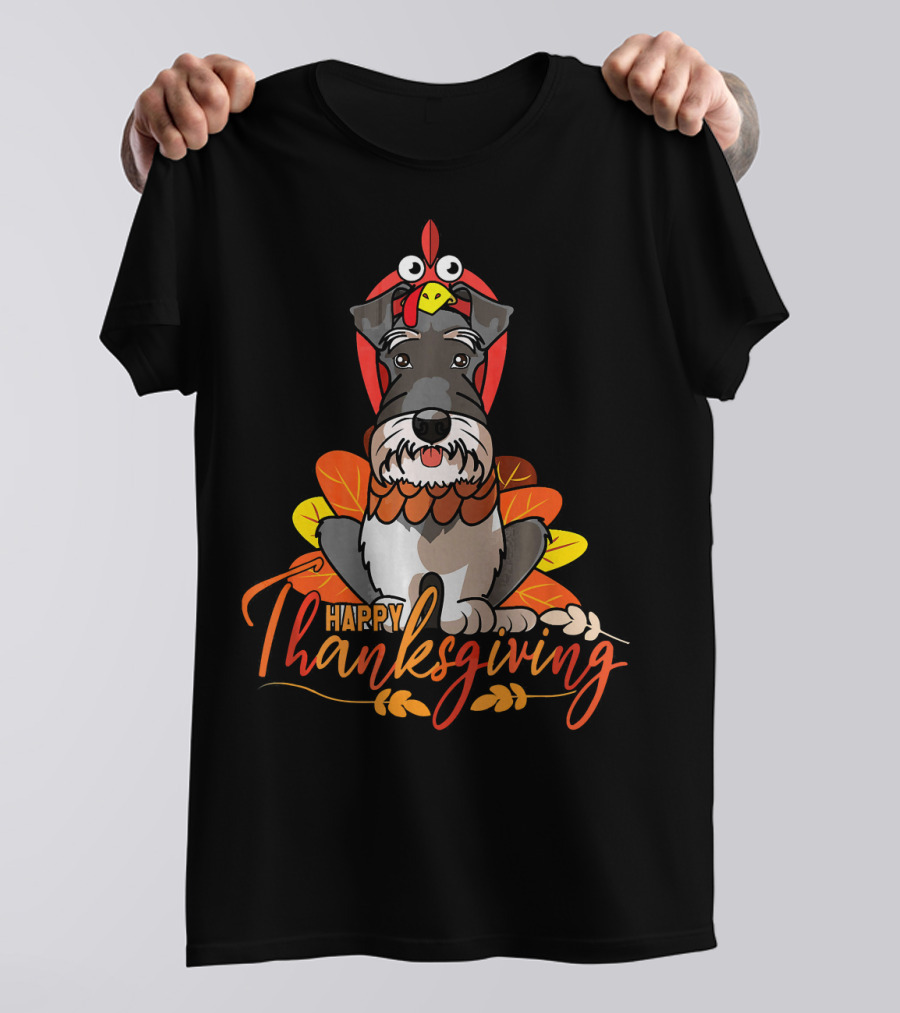 Happy Thanksgiving Funny Dog Costume Miniature Schnauzer T-Shirt