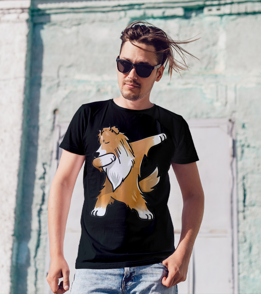 Dabbing Shetland Sheepdog Sheltie Dog Dance Pose T-Shirt