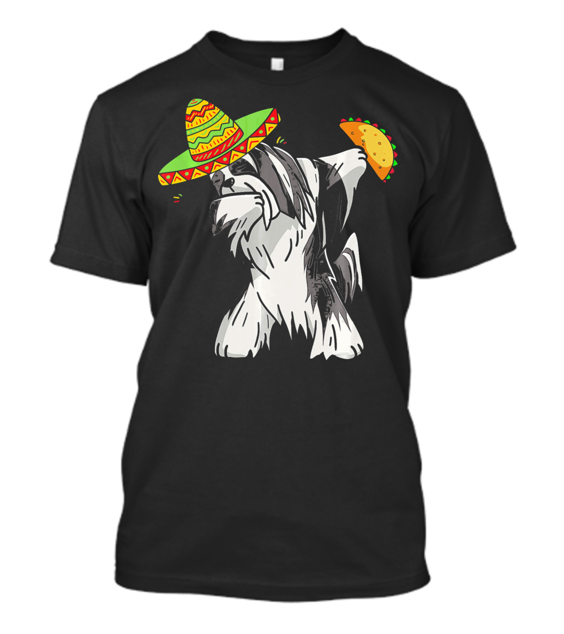 Funny Lhasa Apso Dog Dabbing Sombrero Taco Cinco De Mayo T-Shirt