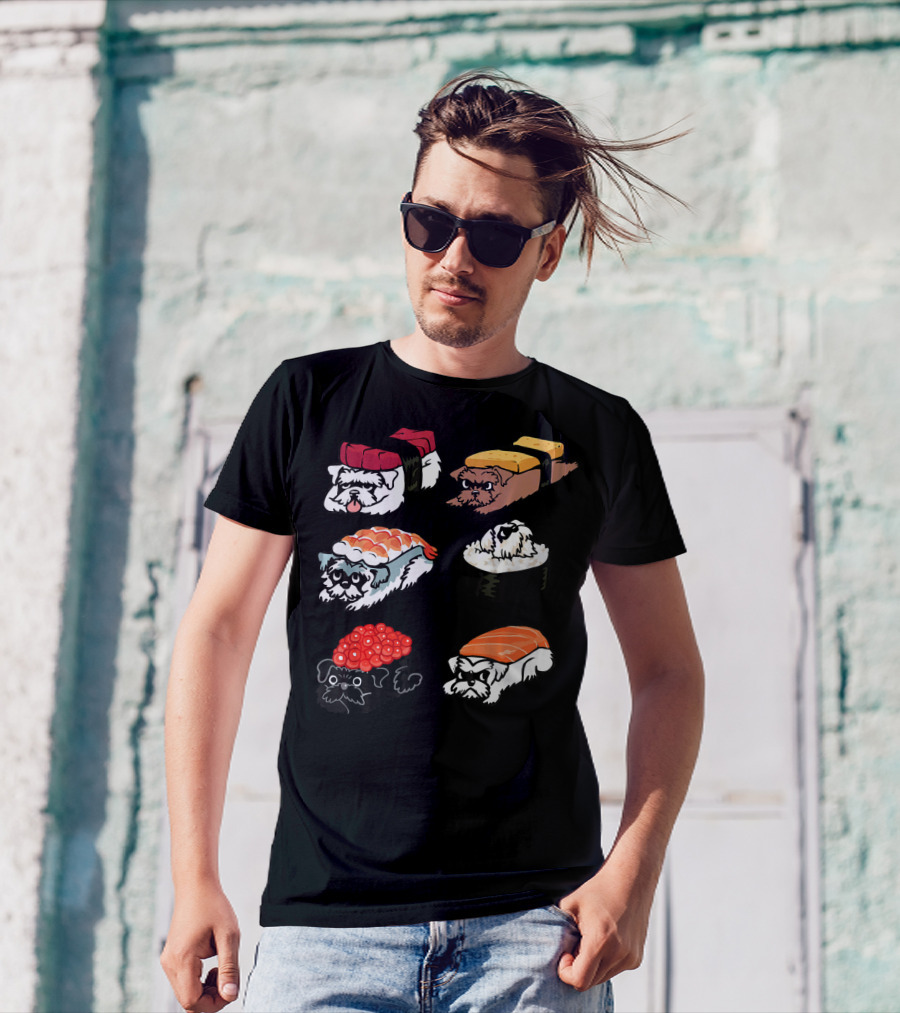 Sushi Schnauzer Nigiri Roll Cute Dog T-Shirt