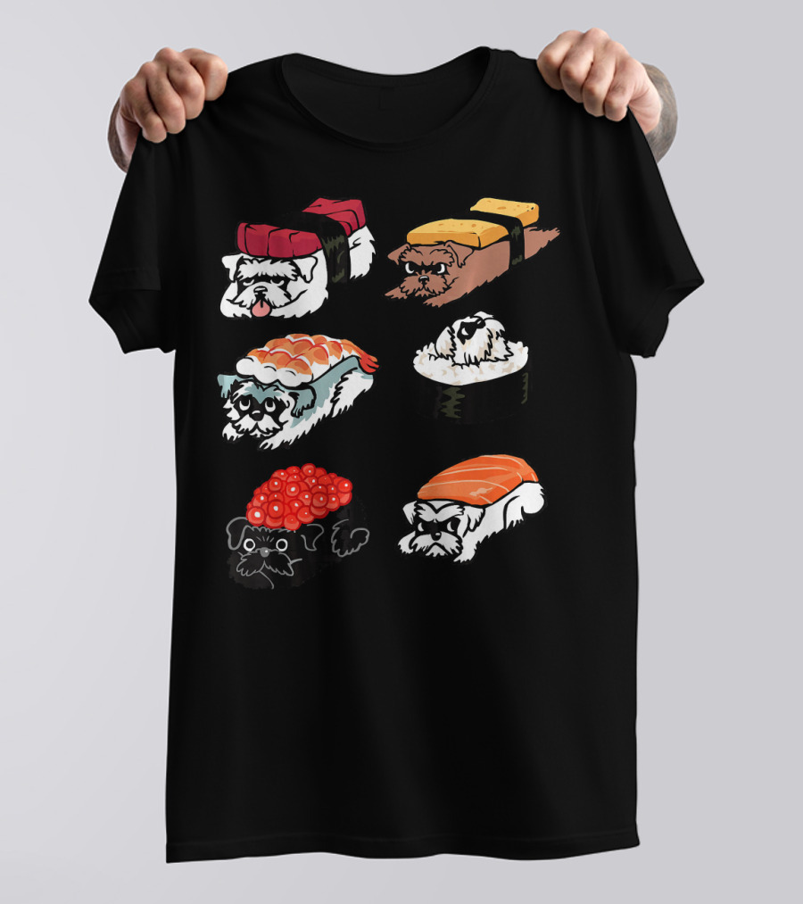 Sushi Schnauzer Nigiri Roll Cute Dog T-Shirt