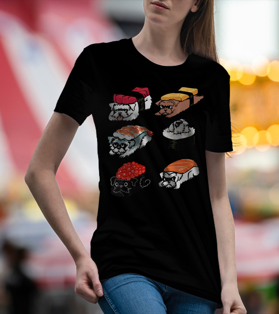 Sushi Schnauzer Nigiri Roll Cute Dog T-Shirt