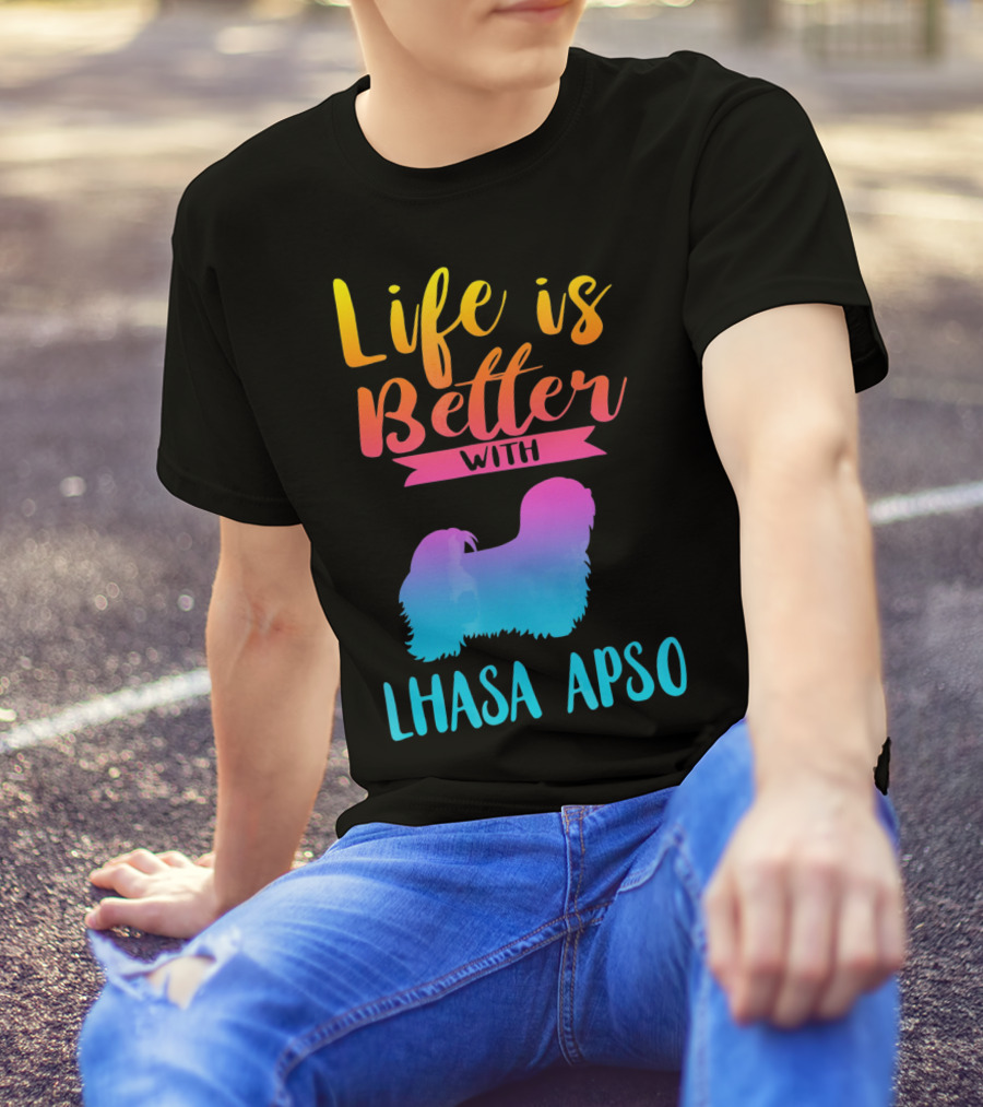 Life Is Better With A Lhasa Apso Silhouette Gradient T-Shirt