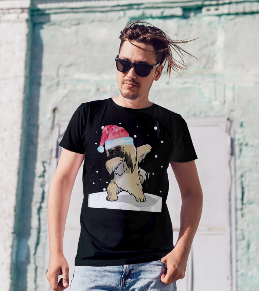 Dabbing Pekingese Dog Funny Dab Christmas Santa Hat T-Shirt