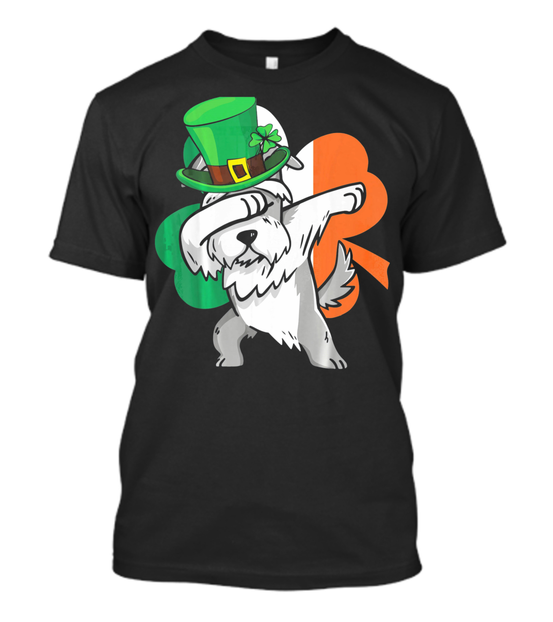 Dabbing Schnauzer Shamrock St Patricks Irish Flag Hat T-Shirt
