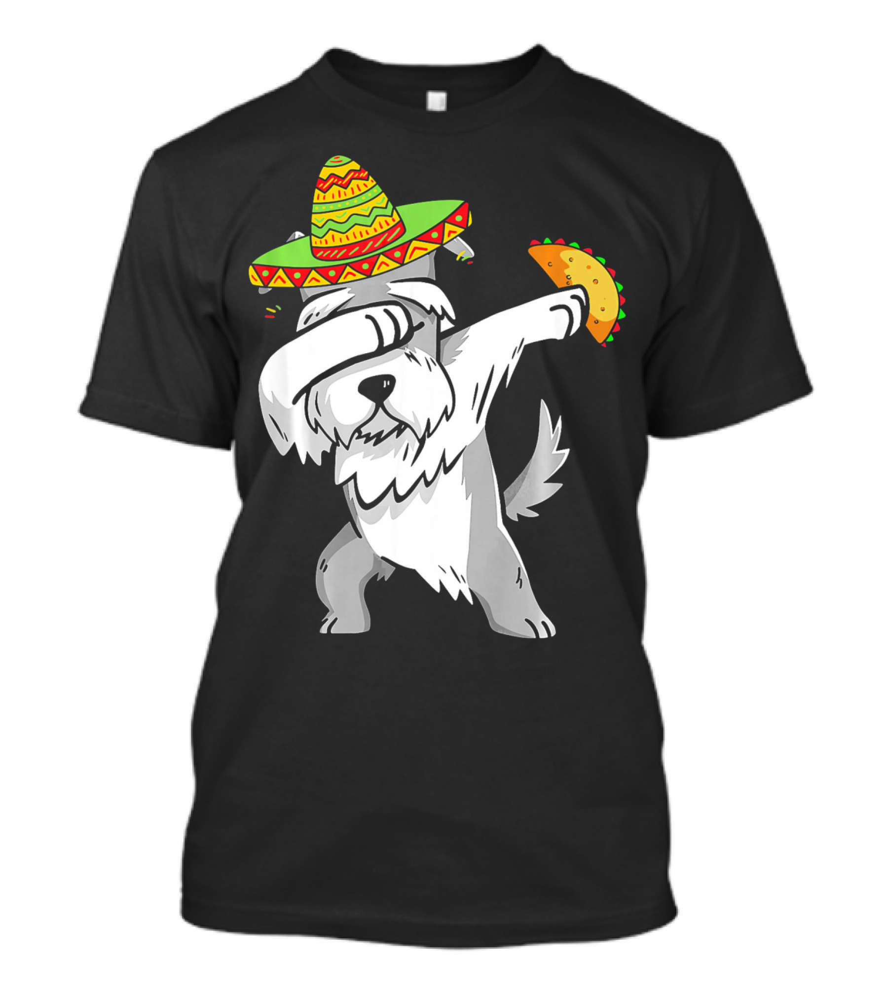 Funny Schnauzer Dabbing Taco Cinco De Mayo Sombrero T-Shirt