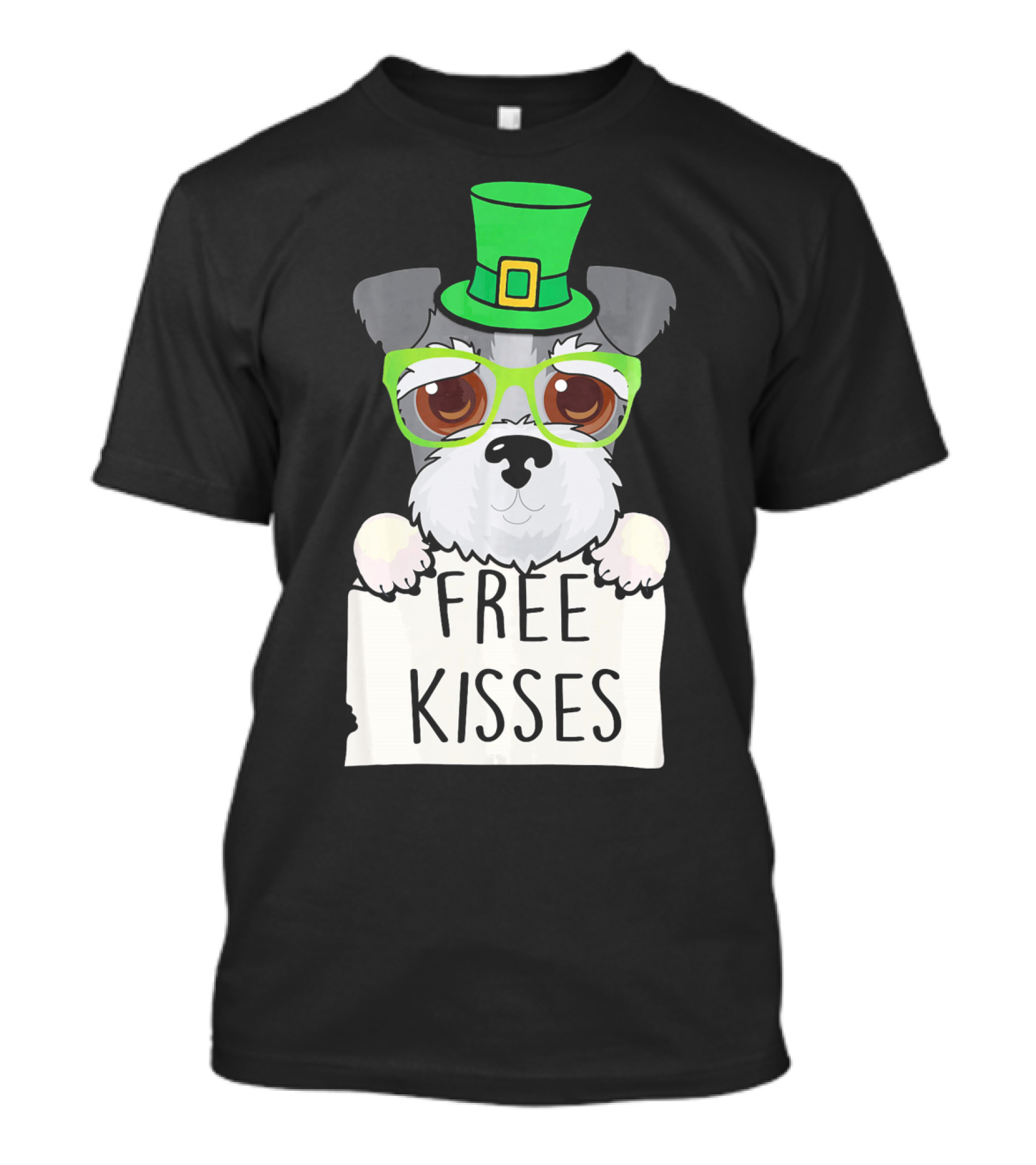 Schnauzer Dog Free Kisses Leprechaun Hat St. Patrick's Day T-Shirt