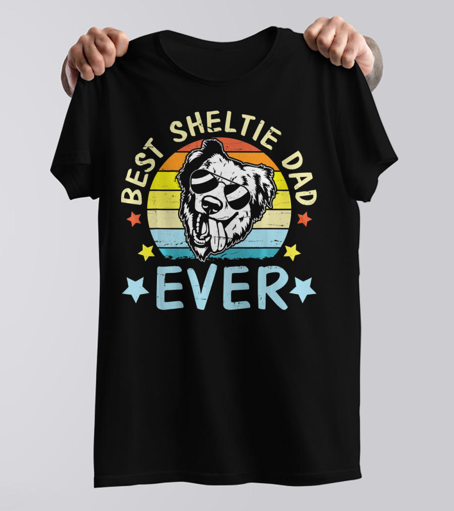 Best Sheltie Dad Ever Retro Canine T-Shirt
