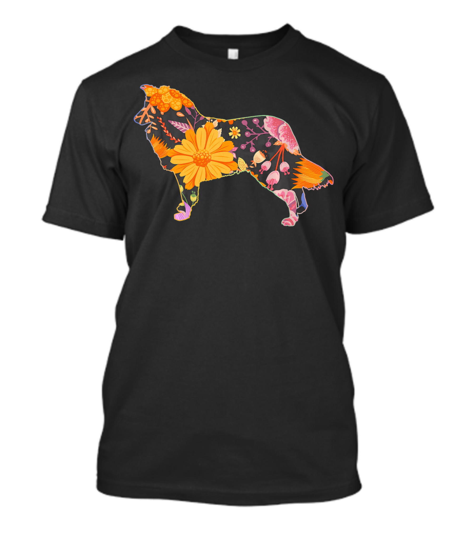 Floral Flower Vintage Retro Sheltie Silhouette Love T-Shirt