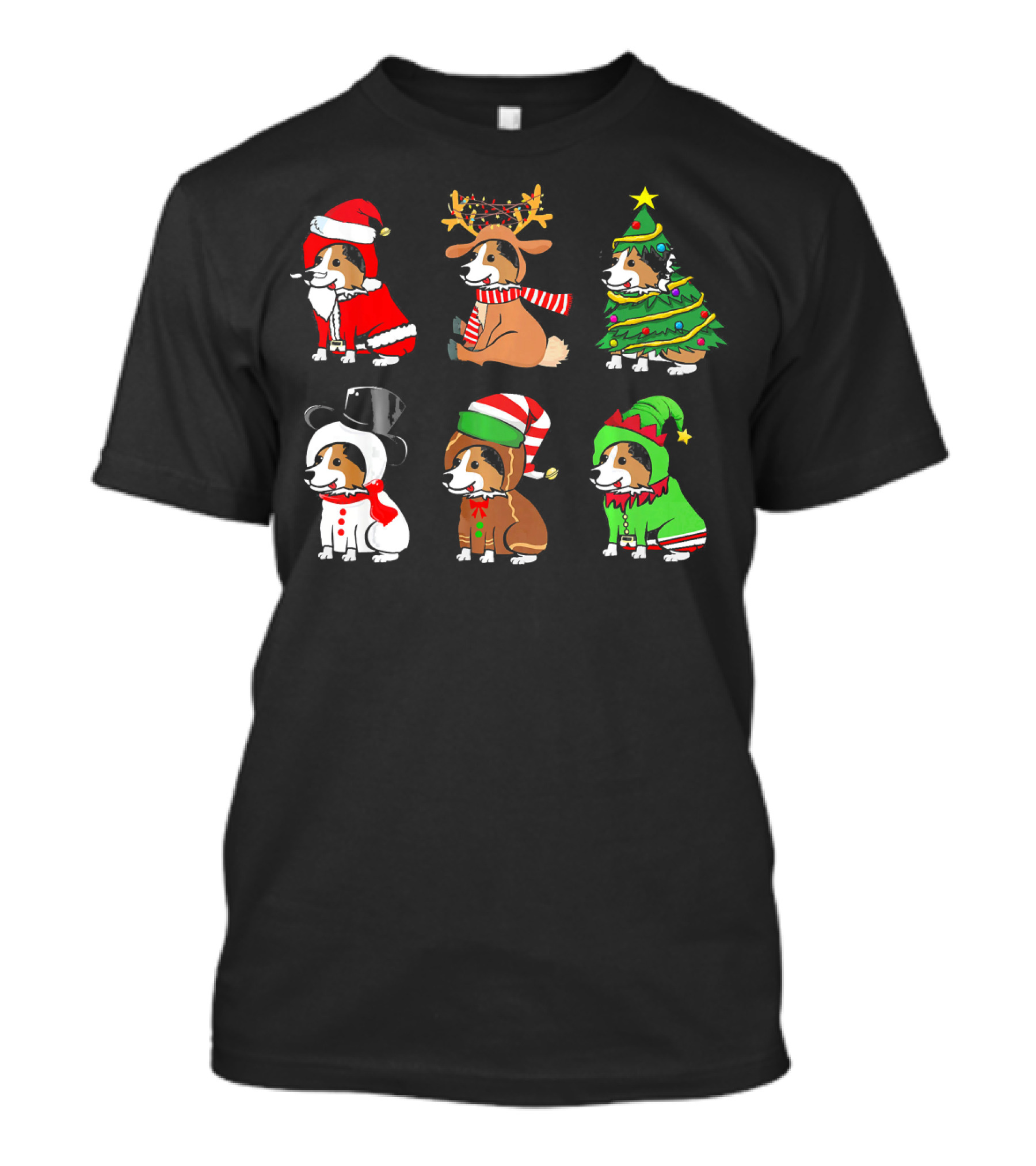 Funny Sheltie Christmas Costumes Santa Reindeer Tree Snowman Elf T-Shirt
