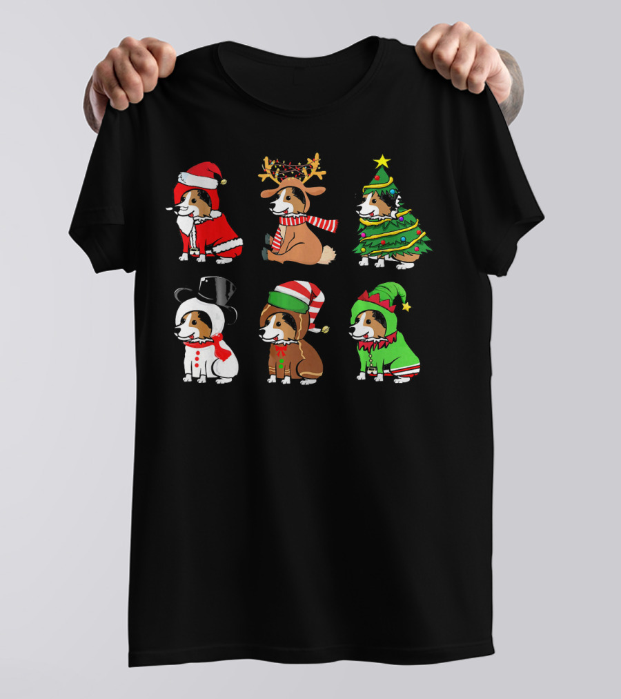 Funny Sheltie Christmas Costumes Santa Reindeer Tree Snowman Elf T-Shirt