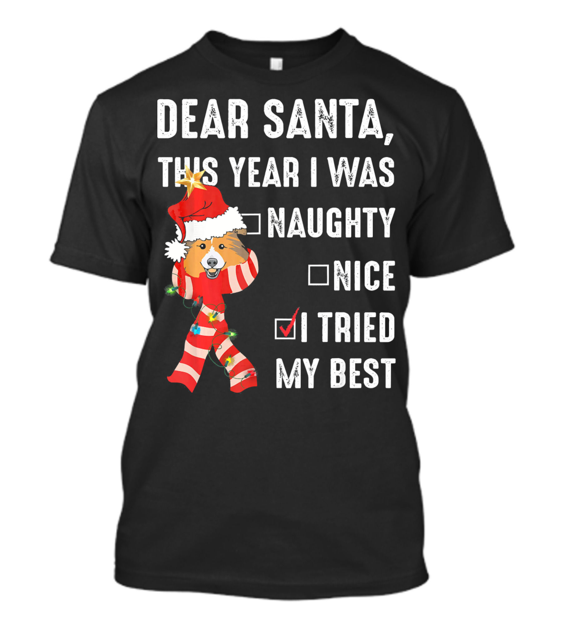 Dear Santa This Year I Was Naughty Nice I Tried My Best Schnauzer Chr T-Shirt