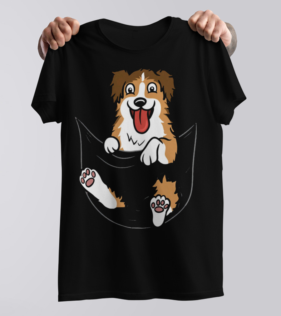Shetland Sheepdog Cute Pocket Pup T-Shirt