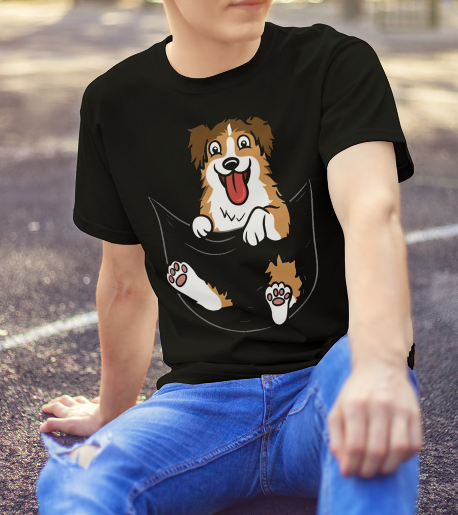 Shetland Sheepdog Cute Pocket Pup T-Shirt