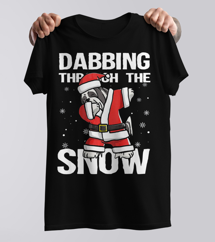 Dabbing Through The Snow Lhasa Apso Santa Claus T-Shirt