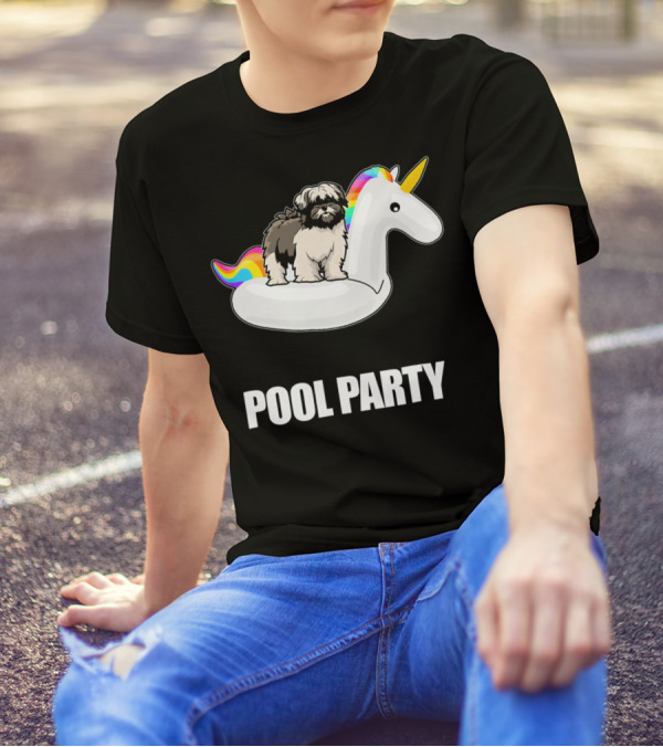 Lhasa Apso Pool Party Unicorn Float Summer T-Shirt